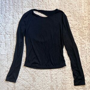 Elegant Black Long Sleeve Backless Top S